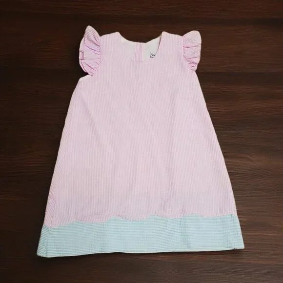 Smockingbird Pink Striped Seersucker Dress Size 4T - Picture 1 of 5